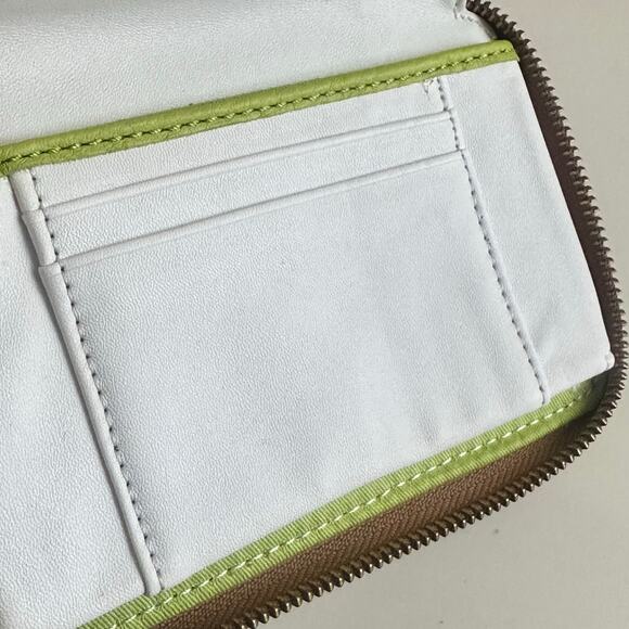 Fossil Tessa Zip Around Clutch Wallet Lime Natural Gymnast Diver Print - Picture 11 of 12